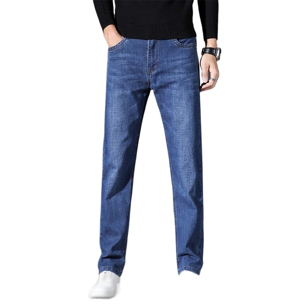 JSEIAJB Classic Casual Slim-fit Stretch Denim Pants Male Trousers Mens Retro Jeans