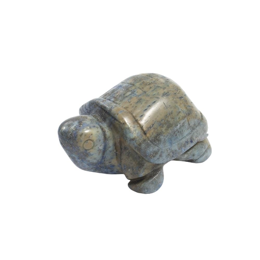 HUFFA 1.5 Inch Aventurine Jade Turtle Carving - Crystal Animal Ornament for Home Decoration(Lapislazuli)