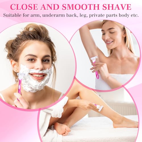 Image of 72 Count Women's Disposable Razors Blades Bulk 3 Blade Razors for Women Disposable Head Razor Sensitive Skin Razor Comfortable Shave for Bathing Hotel Travel