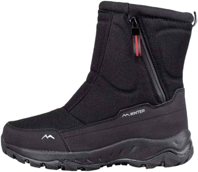 Men's Warm Snow Boots, Fur Lined Waterproof Winter Shoes, Anti-Slip Lightweight Ankle Boot