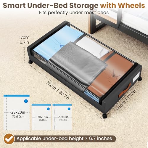 Under-Bed-Storage-with-Wheels-XXL-Under-Bed-Drawers-Rolling-Metal-Drawer-for-Shoes-Clothes-Books-Toys-Under-Bed-Organizer-with-Clear-Lids-for-Dorm-Room-Bedroom-Kids-Room-2-Pack