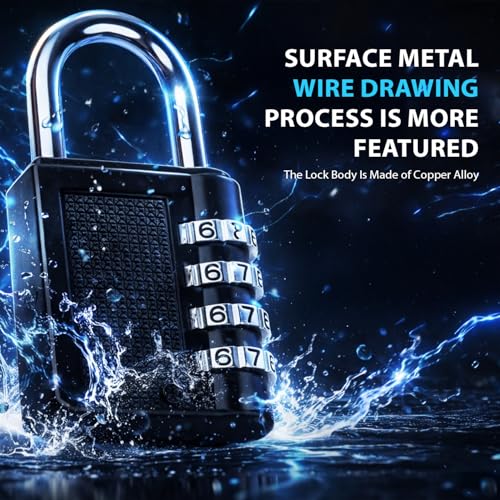 Image of Oblivion Number Locks for Door 3 Pcs - Multicolour 4-Digit Number Combination Anti-Theft Metal Lock for Travel Bag, Luggage, Door, Tool Box, Resettable PIN Number Padlock (Initial Password 0-0-0-0)