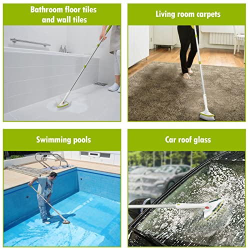 Yakked Tub And Tile Scrubber With Extendable 59'' Long Handle, 3In1 Scrub Brush, Sponge Mop, Grout Brush For Bathtub, Glass, Bathroom, Wall, Bathtub Floor Grout(Detachable) #TOP6