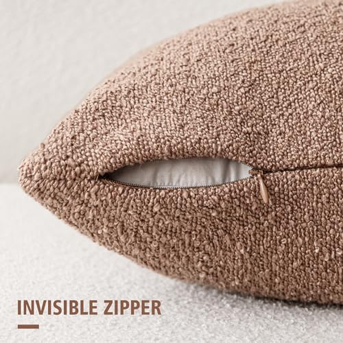 Image of Foindtower Pack of 2 Textured Boucle Throw Pillow Covers Accent Solid Decorative Lumbar Pillow Cases Cozy Couch Cushion Case for Chair Sofa Bedroom Living Room Home Decor 12x20 Inch Dusty Orange Hazel