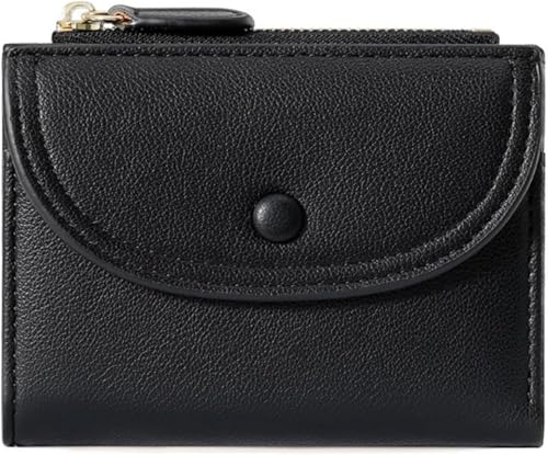 Cartera para Mujer - Tarjetero De Piel Sintética con Ventana para Identificación Y Bolsillo con Cremallera, Monedero Elegante Y Seguro para Uso Diario. C00-Black