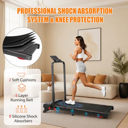 Image of Walking Pad Treadmill with Incline and Handle Bar, 7.5MPH Under Desk Foldable Treadmill for Home Office with Remote Control