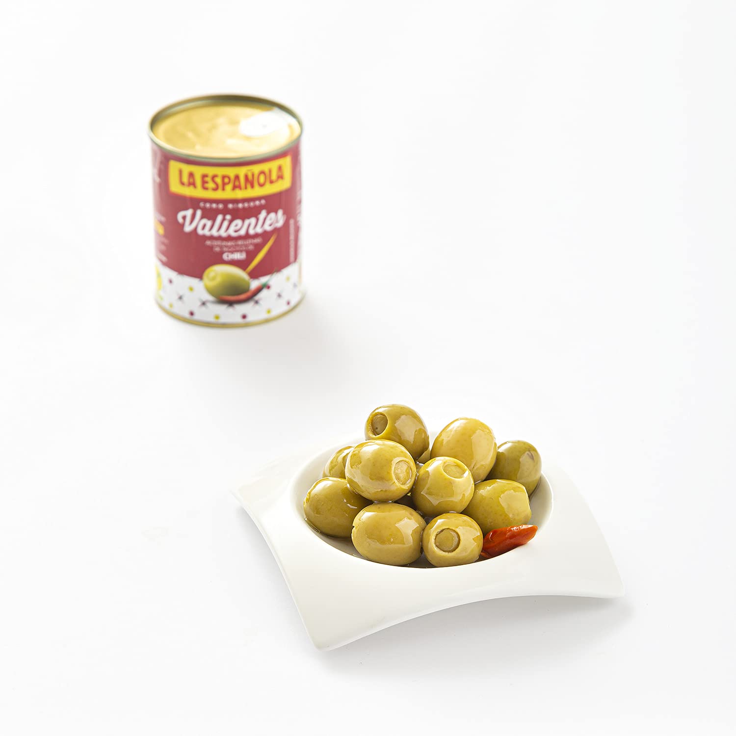 La Española - Pack de Aceitunas Rellenas Sabor Chili I 8 Packs de 3 Unidades 3 X 50Gr I Olivas de Mesa I VALIENTES