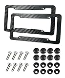 SCUARI 2PCS License Plate Frames,License Plate Cover,Car Accessories Carbon Fiber License Plate Frame,Licence Plate Frame Holder with Fasteners and Screws,Fit for Most America License Plate