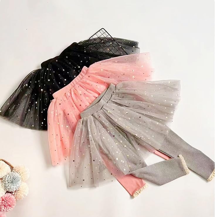 Baby Girls Footless Leggins with Tutu Ruffle Lace Flower Skirt Toddler Cotton Pantskirt for 1-7 Years Old4