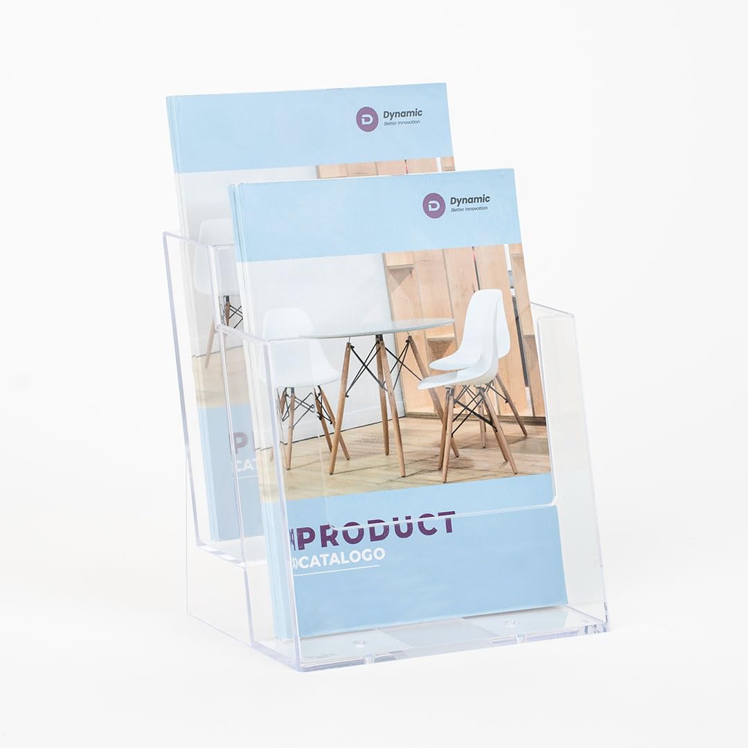 Danieli | Espositore Porta Depliant 2 posti A5 da Tavolo in Acrilico Trasparente - Espositore Brochure da tavolo - Espositore da banco Porta Volantini, Cartoline e Biglietti (3)