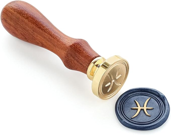 Wax Seal Stamper, VOOSEYHOME Horoscope Pisces Sign of Zodiac Stamp with Rosewood Handle Decorating on Packing Invitation Envelope Letter Sealer Card Book Parcel for Birthday Themed Party Signature