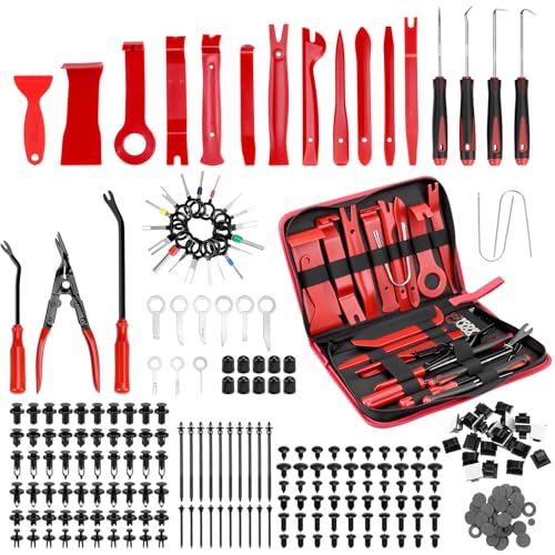 QWORK 268 Stück Demontage Werkzeug Auto Auto Innenverkleidung Installationswerkzeug Trim Removal Kunststoff Hebelwerkzeug Plastikkeile für Türverkleidung Radio