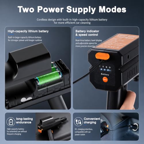 Image of STHIRA Car Washer High Pressure Gun 4000mAh 5in1 Washing Spray Foam Cannon | Cordless Rechargeable 4 Gear Pressure Washer for Car Bike Washing, Patios and Garden