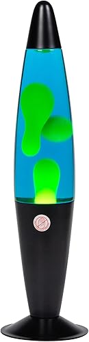 EDIER Lámpara de magma, lámpara de movimiento negra de 16 pulgadas, azul con cera amarilla, luz nocturna relajante para adultos, luz nocturna para