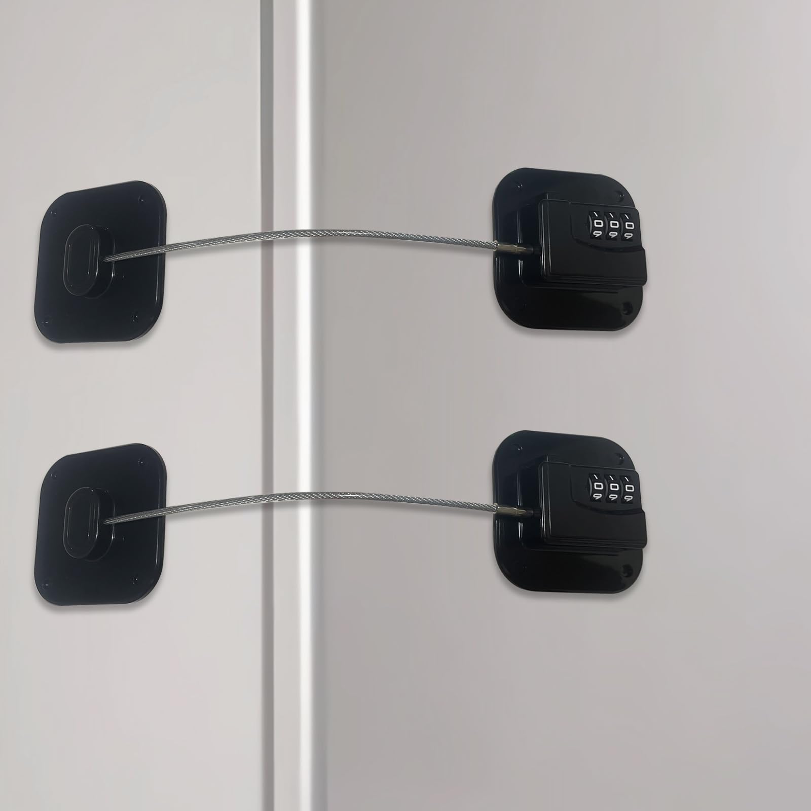 Cerraduras de seguridad para armarios de seguridad para niños, cerradura de combinación para armarios, cajones, refrigeradores (negro, 2 unidades)