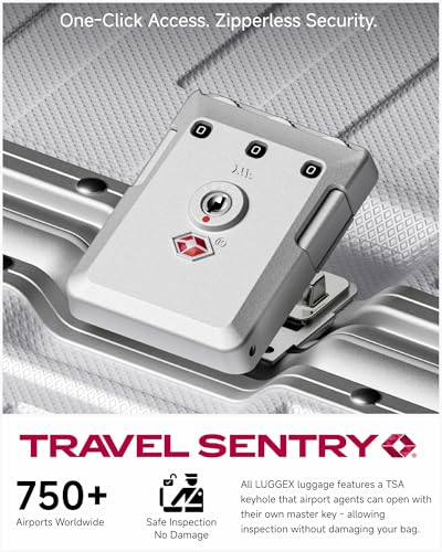 Image of LUGGEX Checked Suitcase with Spinner Wheels, 8010S Aluminum Frame Zipperless Polycarbonate Hard Shell Suitcase (ZX-Core, Silver, 28 Inch)