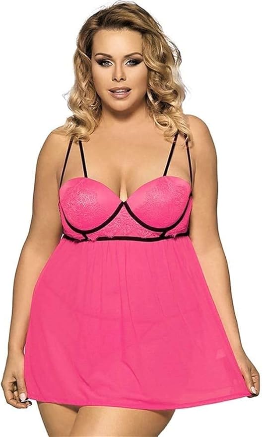 Amazon.com: ZSEFV - Conjunto de lencería sexy para mujer, talla grande,  lencería sexy con encaje, sin espalda, camisón de malla (color: rosa rosa,  tamaño: extragrande) : Hogar y Cocina