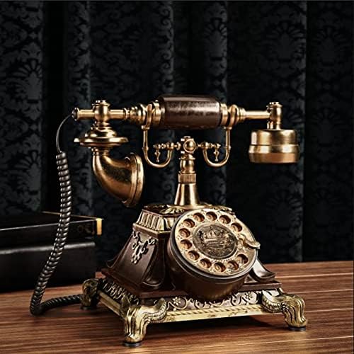 JUXORI Fixed Landline Telephone Rotary Dial Landline Retro Telephone with Redial Function Resin and Metal Imitation Copper Home Telephone Landline-picture-16