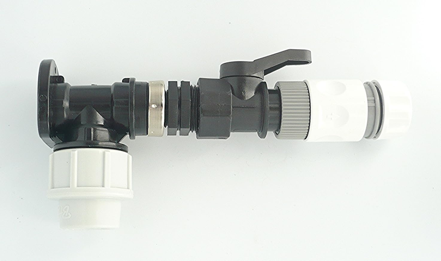 Farm & Field Hardware Blue Mdpe Compression Wall Plate Elbow(20Mm) To On/Off Valve & Snap-On Hose Fittings