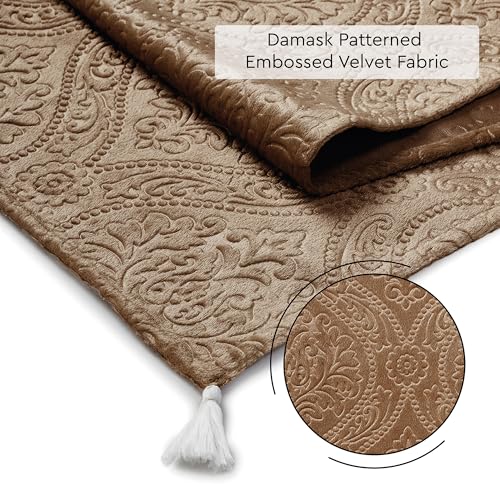 Image of Encasa XO 4 to 6 Seater Dining Embossed Velvet Table Runner | Size 32x183 cm | Coffee Color with Premium Polyester - Machine Washable