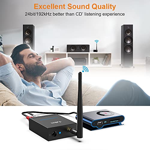 1Mii RT5066 2.4Ghz Wireless Audio Transmitter Receiver For Tv, 320Ft Long Range 20Ms Low Delay 192Khz/24Bit Hifi Audio, Wireless Adapter Kit For Subwoofer/Powered Speaker/Stereo/Soundbar thumb #3