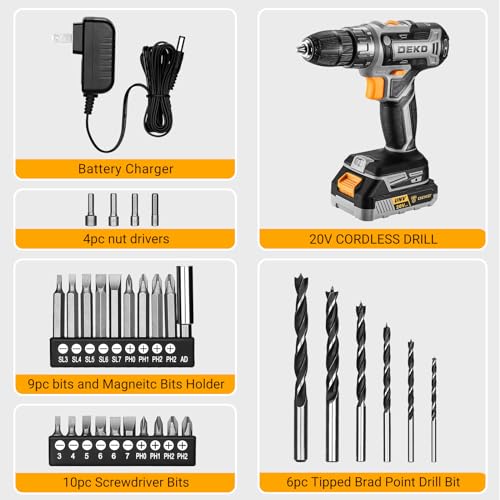 DEKOPRO 20V Cordless Drill Set