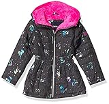 Limited Too Girls' Long Hooded Puffer Jacket with Sherpa Fleece, Ebony, 4T