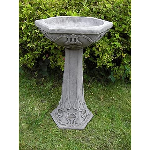 ART DECO BIRD BATH/FEEDER ORNAMENT DETAILED CAST STONE GARDEN Cover