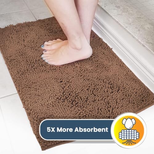 Image of Muddy Mat | Super Water Absorbent Door Mat Indoor, Microfiber Quick Dry Chenille Entryway Rug, Slip Resistant Front Door Mat, Indoor Mats for Entryway, Machine Washable Pet Rug, Mocha 32 inch x 40 inch