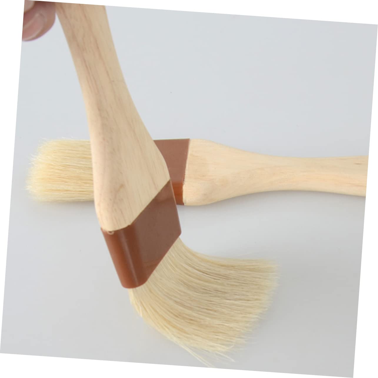 KICHOUSE 1pc Wooden Handle Wool Basting Brush Heat Resistant Kitchen Cooking Tool for Bbq Baking and Roasting Versatile Pastry Brush with Utility Hanging Khaki Color
