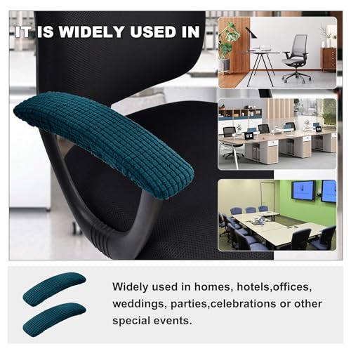 Image of SARAFLORA Office Chair Armrest Cover Stretchable Water Resistant Spandex Stretch Computer Office Chair Arm Pad Covers Chair Slipcover for Desk Chairs Arm Sapphire 2 Pcs