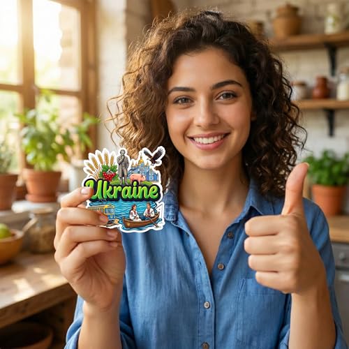 Image of Ukraine Fridge Magnet | Premium Engineered Wood & Precision Lasercut Design | Travel Souvenir for Home Kitchen Locker Decor & Gifting | Multicolor