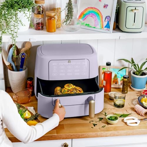 Beautiful-9-QT-TriZone-Air-Fryer-with-Touch-Activated-Display-1700W-Dual-Baskets-Non-Stick-Dishwasher-Safe-Large-Capacity-by-Drew-Barrymore-Lavender Beautiful 9 QT TriZone Air Fryer with Touch Activated Display 1700W Dual Baskets Non Stick Dishwasher Safe Large Capacity by Drew Barrymore Lavender