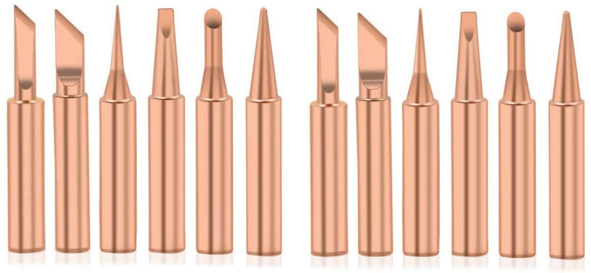 12pcs 900M-T Series Soldering Iron Tips, Bestgle Pure Copper Soldering Tips Replacement for Precision Welding – Compatible with Hakko, TENMA, ATTEN, Quick, Aoyue, Yihua Solder Station