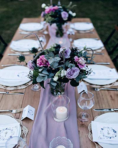 5 Pieces 10Ft Wedding Table Runner Light Purple Chiffon Table Runners Sheer Wedding Arch Overlay Fabric for Birthday Bridal