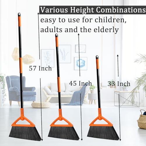 Image of Heavy Duty Orange Angle Broom with Long Handle - 4 Pack