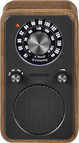 Sangean WR 9 Radio FM Bluetooth portátil, diseño retro en carcasa de madera auténtica, para casa y de viaje, batería integrada para 54 horas de reproducción de música, nogal vintage