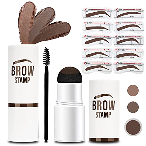 Eyebrow Stamp Stencil Kit, Included Waterproof Eyebrow Stamp and 10 Reusable Shaping Kit for Perfect Eyebrow Makeup, Long-Lasting Eyebrow Pomade for Women Girl, Cruelty-Free