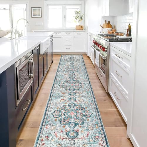 Pauwer Hallway Runner Rug 2'x10', Boho Washable Runner Rugs with Rubber Backing, Non Slip Carpet Runner for Hallways, Farmhouse Rug Runners for Kitchen Laundry Room Entryway Bathroom