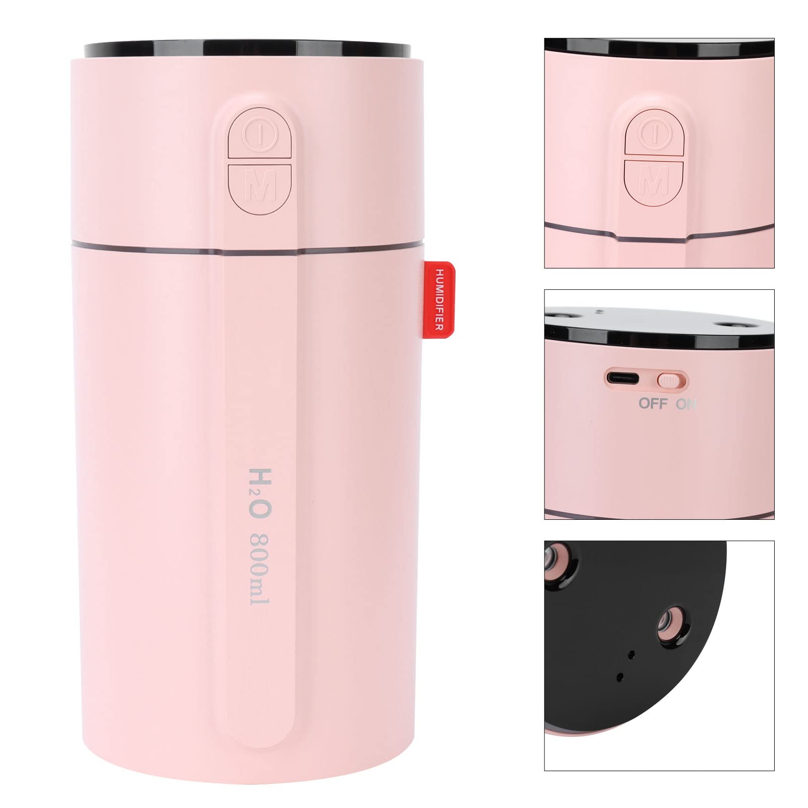 Humidificador Pequeño con Tanque de 800 Ml, Niebla Fría con Doble | Material ABS, Batería de 2000 MAh, Detección de Gestos, Protección de Apagado Automático, Compatible con Escritorio,
