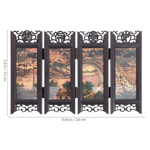 Paravent miniature pliant style chinois en art traditionnel stable