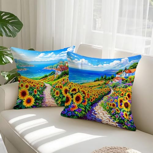 Housse coussin 75x75cm velours lot de 2 automne imperméable - 3