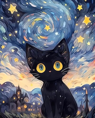 Malen Nach Zahlen Kinder ab 5 6 7 8 9 10 Jahre Mädchen, Malen Nach Zahlen Katze Tiere Paint by Numbers Adult Anfänger mit Pinseln Acrylfarbe für Geschenke und Home Wand Dekoration (40 x 50 cm)