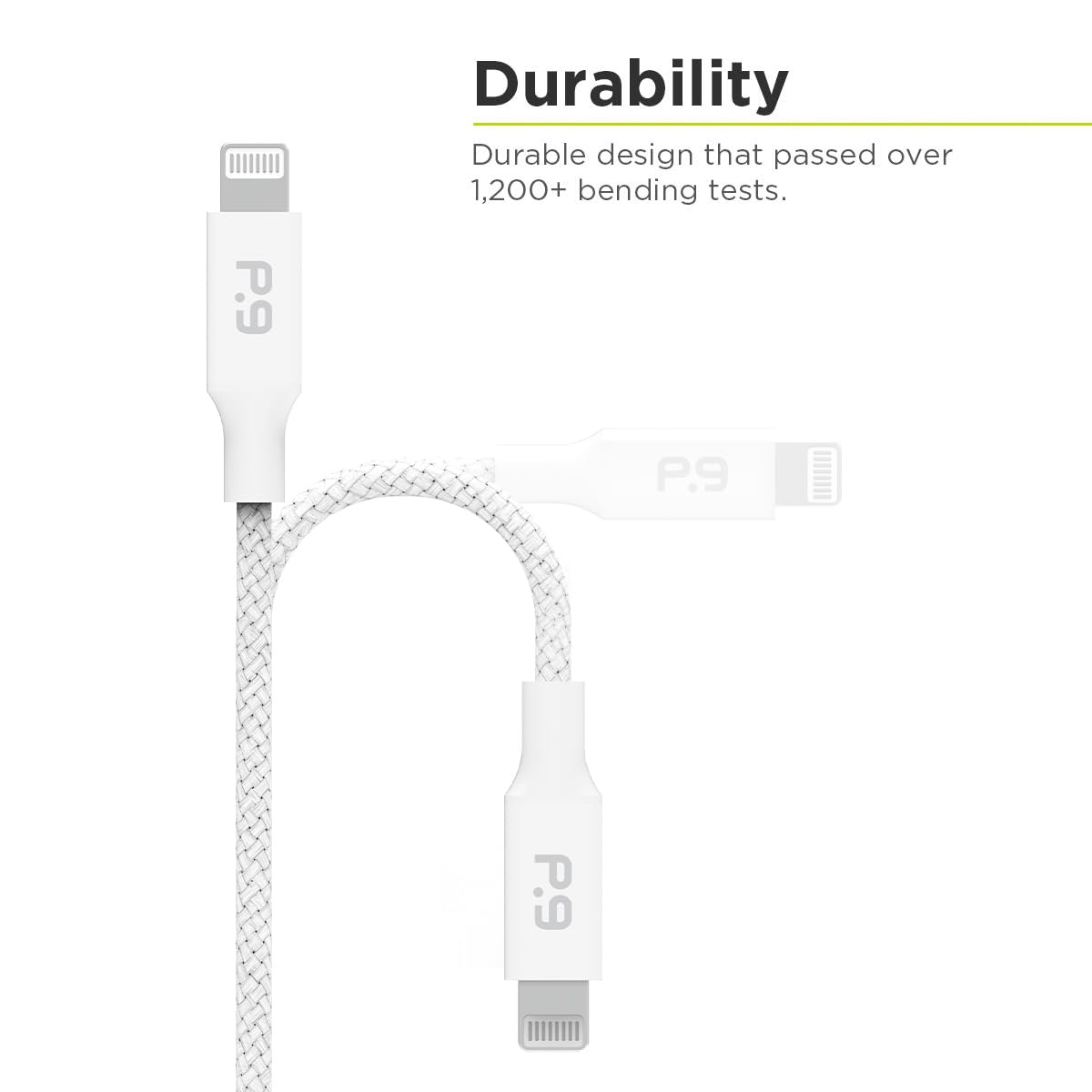 PureGear Braided USB C to Lightning Cable, Apple MFi Certified Charging Data Sync Cable Support Power Delivery & Type C Chargers for iPhone 14,14 Pro, 14 Pro Max,13,12,11,Xs,XR,X,SE,iPad, White(10 FT)