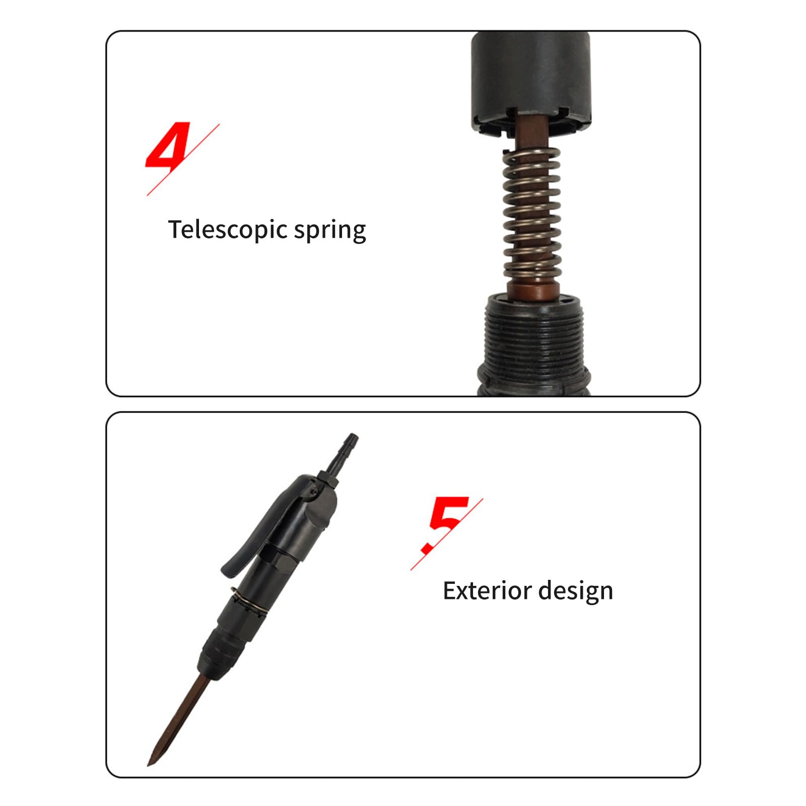 Práctica herramienta escaladora accionada por aire con presión de trabajo de 0, 6 Ideal para limpieza de piezas fundidas y eliminación de costuras de soldadura Rascador de aire Nionslip