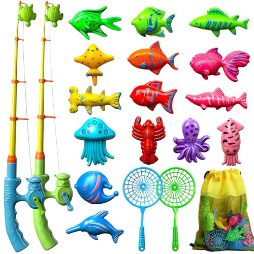TOY Life 2-Player Magnetic Fishing Game for Kids 3-5 - Toddler Fishing Pole Set with Fish Toys - Bath & Pool Toys - Water Table Accessories - Educational Fishing Toy Rod for Boys Girls