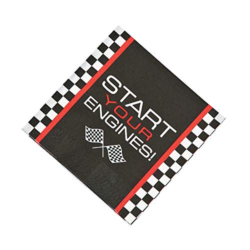 Fun Express Race Car Checkered Flag Luncheon Napkins - 6.5