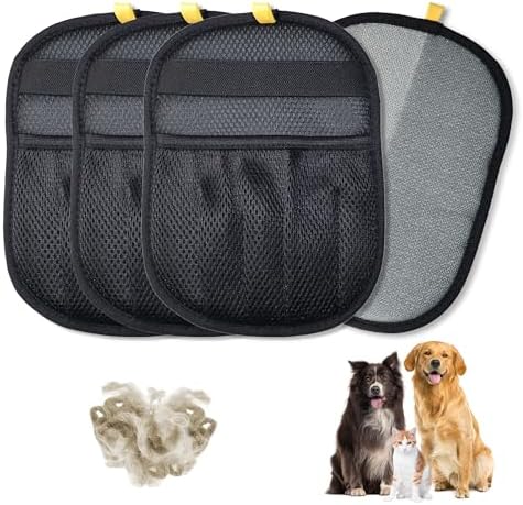 4PCS Pet Hair Removal Glove for Cats & Dogs, Upgraded Five-Finger Electrostatic Pet Hair Remover Glove, Reusable Magic Brush Pet Hair Removal Tool for Laundry, Couch, Carpet & Car Seat