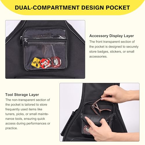 Image of 39 /40 inch Electric Guitar Bag + 2-in-1 Embroidered Guitar Strap+3 Picks | 0.35 inchThick Padding&Waterproof&Shockproof | Strap with Pick Holder, Adjustable Length 33 inch-56 inch | 3 Picks | Gift for Guitarists