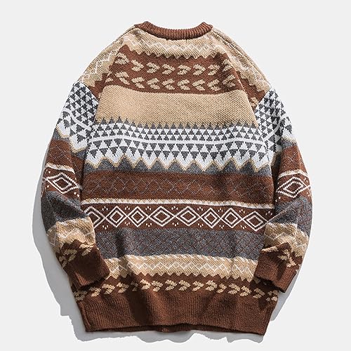 Men's Vintage Oversized Striped Knit Sweater Autumn Winter Pullover Sweatshirt Casual Jumper Pullovers Tops2
